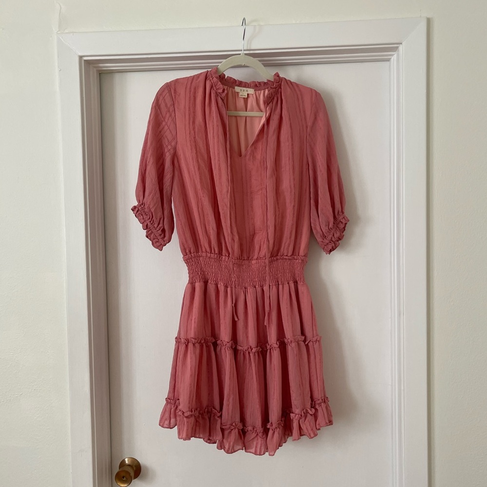 g.p.d. Coral Mini Dress with Ruched Waist
